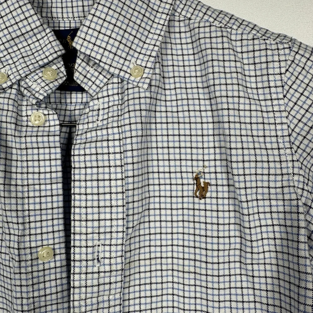 Ralph Lauren Shirt Long Sleeve Button Down White and Blue Size 3/3T